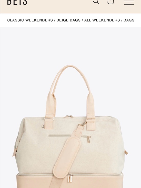 BEIS Handbags - BEIS Cream Weekend Duffel with Pale Beige Trim